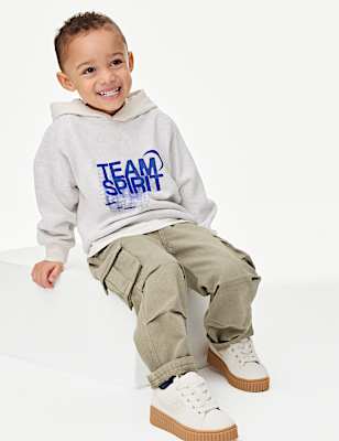 Pure Cotton Wide Leg Cargo Trousers (2-16 Yrs)