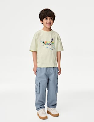 Pure Cotton Ripstop Cargo Trousers (2-8 Yrs)