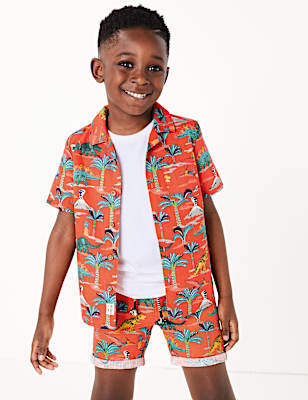 Pure Cotton Dinosaur Print Shirt (2-7 Yrs)