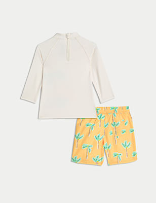 2pc Palm Print Swim Set (2-8 Yrs)