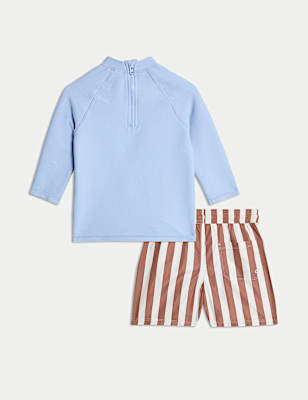 Striped 3/4 Sleeve Swim Set (2-8 Yrs)