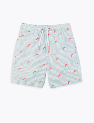Dolphin Embroidered Striped Swim Shorts (2-7 Yrs)
