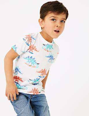 Cotton Dinosaur Print T-Shirt (2-7 Yrs)