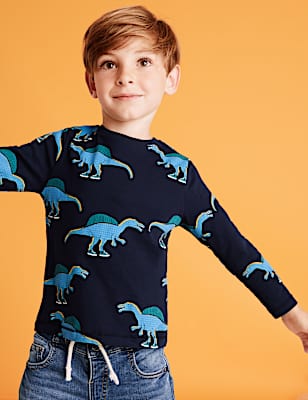 Cotton Dinosaur Print Top (2-7 Yrs)