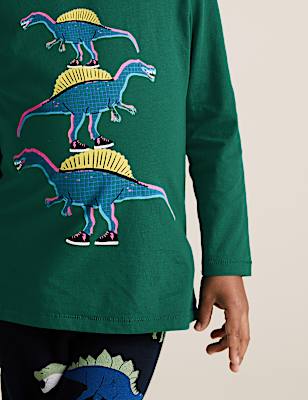 Pure Cotton Stacked Dinosaur Top (2-7 Yrs)