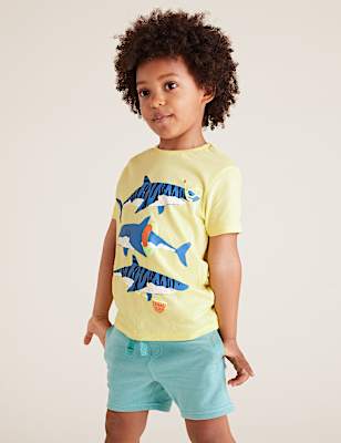 Pure Cotton Shark Print T-Shirt