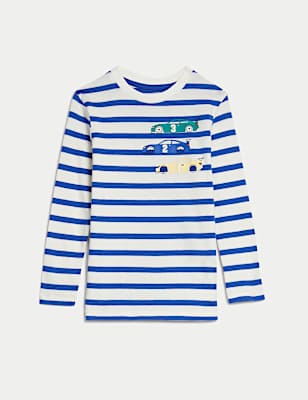 Pure Cotton Car Stripe Top (2-8 Yrs)