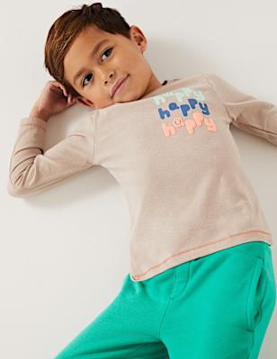 Pure Cotton Happy Slogan Top