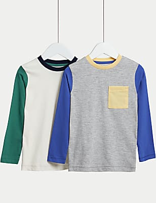 2pk Cotton Rich Colourblock Tops (2-8 Yrs)