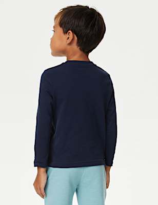 2pk Pure Cotton Dinosaur & Striped Tops (2-8 Yrs)