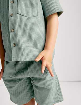 2pc Pure Cotton Waffle Shirt and Short Set (2-8 Yrs)