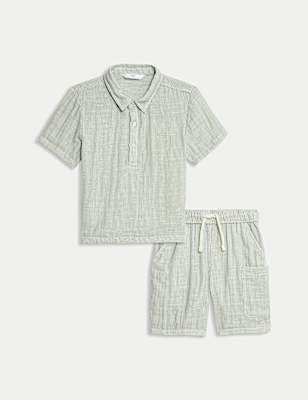 Pure Cotton Striped Top & Bottom Outfit (1-8 Yrs)