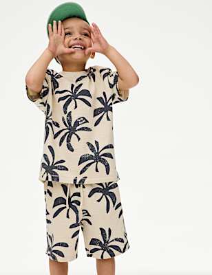 2pc Pure Cotton Palm T-shirt and Shorts Set (2-8 Yrs)