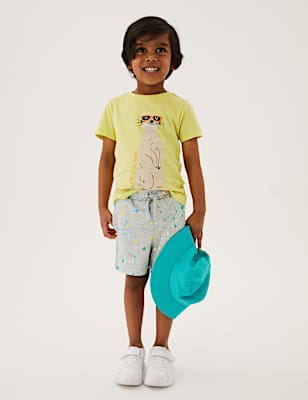 Cotton Rich Paint Splatter Print Shorts