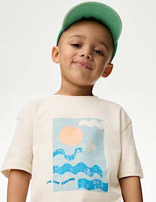 Pure Cotton Wave Graphic T-Shirt (2-8 Yrs)