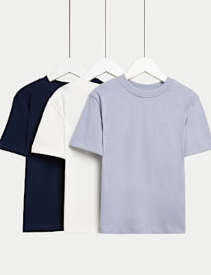 3pk Pure Cotton Plain T-Shirts (2-8 Yrs)
