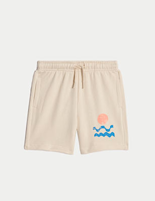 Cotton Rich Wave Graphic Shorts (2-8 Yrs)