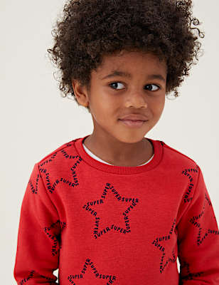 Cotton Rich Star Print Sweatshirt (2-7 Yrs)