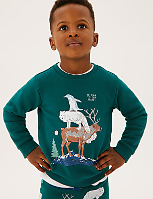 Cotton Rich Animal Stack Sweatshirt (2-7 Yrs)