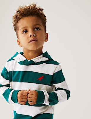 Cotton Rich Striped Hoodie