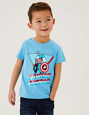 Pure Cotton Captain America&trade; T-Shirt (2-7 Yrs)