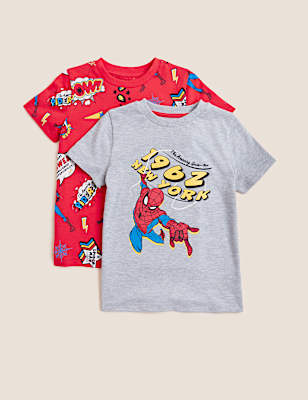 2pk Cotton Rich Spider-Man&trade; T-Shirts (2-7 Yrs)