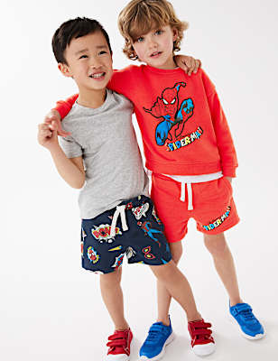 2pk Cotton Rich Spider-Man&trade; Shorts (2-7 Yrs)