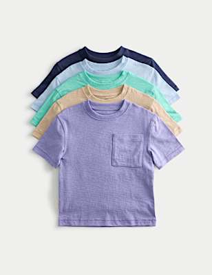 5 Pack Pure Cotton Short Sleeve T-Shirts (2-8 Yrs)