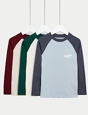 3pk Pure Cotton Colour Block T-Shirts (2-8 Yrs)