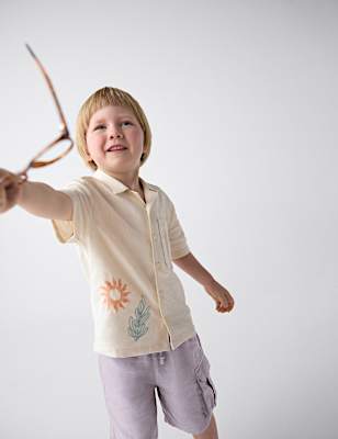 Linen Rich Embroidered Shirt (2-8 Yrs)