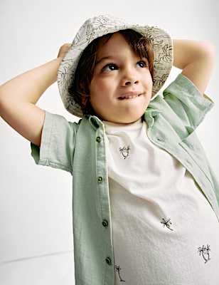 2pc Cotton Linen Shirt and T-Shirt Set (2-8 Yrs)