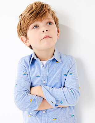 Cotton Embroidered Dinosaur Shirt (2-7 Yrs)