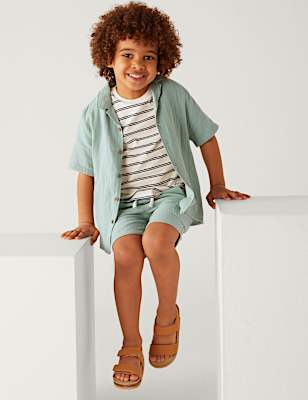 2pc Pure Cotton Shirt & T-Shirt Set