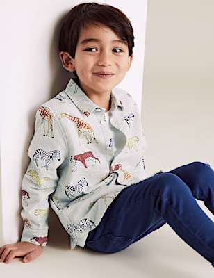 Pure Cotton Animal Print Shirt (2-7 Yrs)