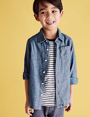 2pc Pure Cotton Denim Shirt with T-Shirt (2-7 Yrs)