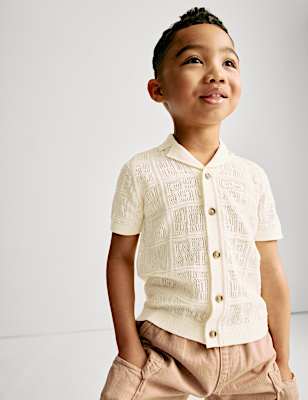 Pure Cotton Textured Knitted Shirt (2-8 Yrs)