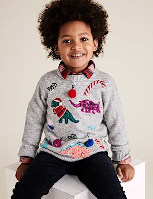 Dinosaur Applique Christmas Jumper (2-7 Yrs)