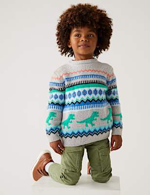 Dinosaur Fair Isle Knitted Jumper