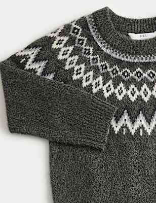 Fair Isle Crew Neck Knitted Jumper (18 Mths-10 Yrs)