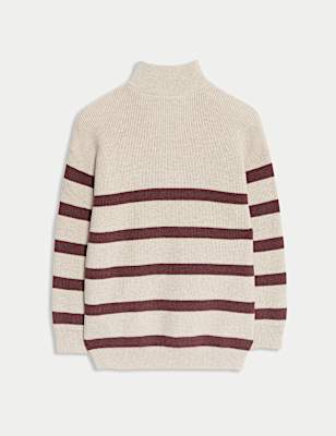 Cotton Rich Striped Half Zip Jumper (2-8 Yrs)