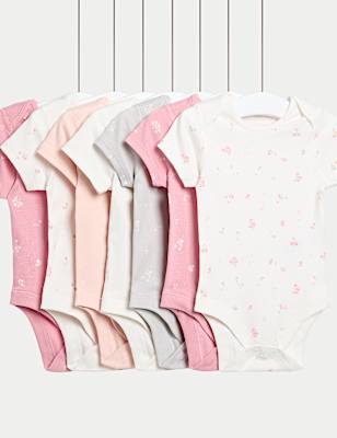 7pk Pure Cotton Floral Bodysuits (5lbs-3 Yrs)
