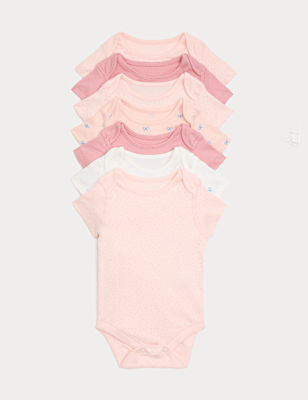 7 Pack Pure Cotton Bow Bodysuits (0-3 Yrs)