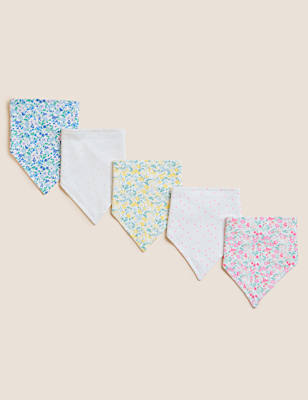 5pk Cotton Rich Floral Dribble Bibs