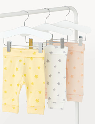 3pk Pure Cotton Star Print Leggings