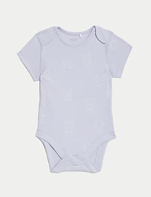 5pk Pure Cotton Bunny Bodysuits (6½lbs-3 Yrs)