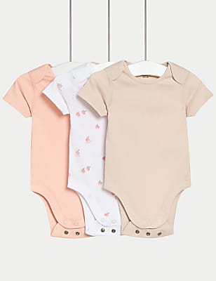 3pk Pure Cotton Peaches Bodysuits (0-3 Yrs)