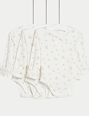 3pk Pure Cotton Floral Bodysuits (6½lbs-3 Yrs)