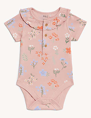 3pk Pure Cotton Floral Bodysuits (6 1/2lbs-3 Yrs)
