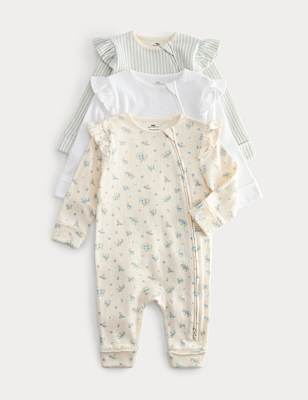 3 Pack Cotton Rich Sleepsuits (6&frac12;lbs-3 Yrs)