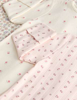 3 Pack Pure Cotton Floral Sleepsuits (6&frac12;lbs-3 Yrs)